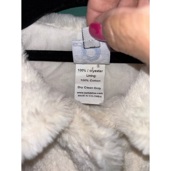 Bella Bliss size 10 Scalloped Collar Gretchen Coat Ivory Faux Fur - Picture 7 of 9